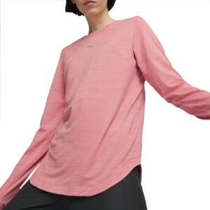 PUMA Women's Cloudspun Long Sleeve Tee, Carnation Pink Heather, Medium