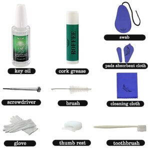 Clarinet Cleaning Cleaner Care Maintenance Kit - Clarinet Cleaning Kit: key oil, cork grease, swab, cleaning cloth, thumb rest, mouthpiece brush, screwdriver...