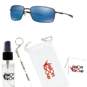 Oakley OO4075 Square Wire Sunglasses + Vision Group Accessories Bundle(Cement/Ice Iridium(407502)