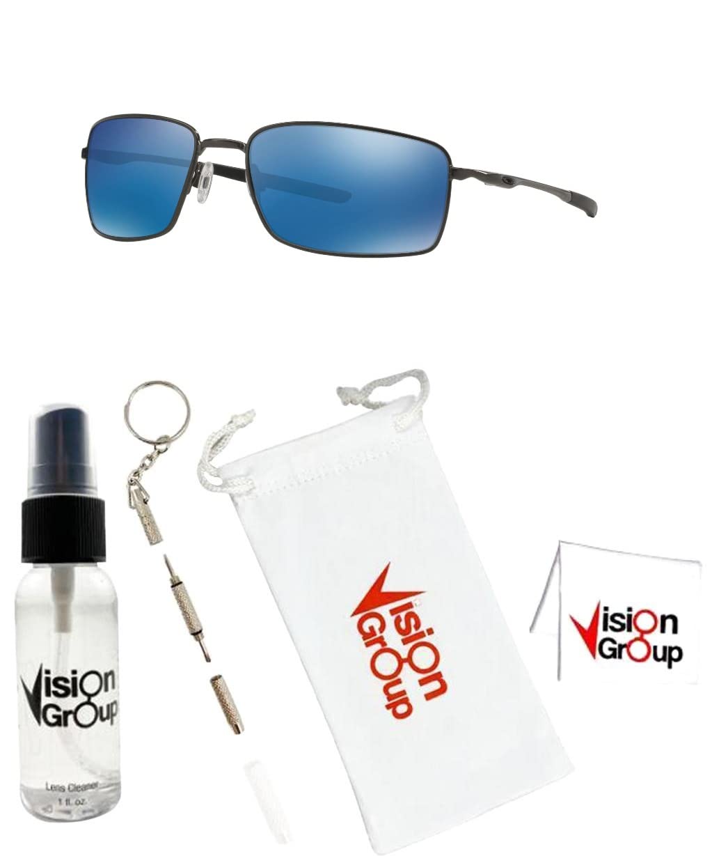 Oakley OO4075 Square Wire Sunglasses + Vision Group Accessories Bundle(Cement/Ice Iridium(407502)