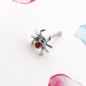 Excepro 20G Nosering Pin Studs Spider Fashion Nose Rings Bone Studs 316L Surgical Stainless Steel Nostril Piercings