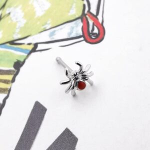 Excepro 20G Nosering Pin Studs Spider Fashion Nose Rings Bone Studs 316L Surgical Stainless Steel Nostril Piercings