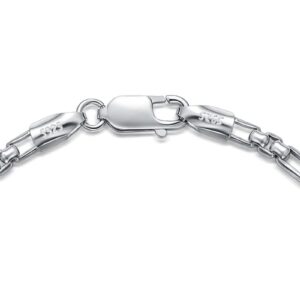 LELOUCHY Solid 925 Sterling Silver Italian 2.8mm Round Box Chain Bracelet for Men Women, Made in Italy 7 Inch