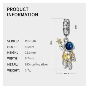 CHTLOR Astronaut Dangle Charm Star picker Charm 925 Sterling Silver Pendant women's necklace bracelet DIY accessories Fit for European Charm Bracelet