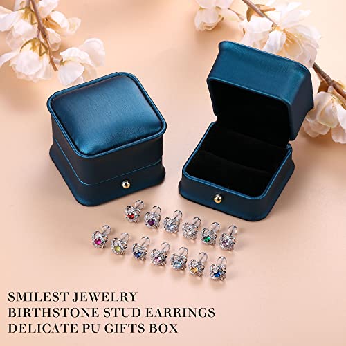 Aquamarine Knot Birthstone Earrings for Women, Sparkle Round Cut Aquamarine March Birthstone Earrings 18K White Gold Plated Sterling Silver Blue Aquamarine Jewelry March Birthday Gifts for Women