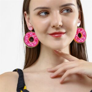 ONLYJUMP Handmade Imitate Acrylic Food Dangle Earrings Unique Colorful Sweetheart Funny Earrings Cute Ice Cream Cake Hamburger Earrings for Women Statement Jewellery Gifts (Doughnut)