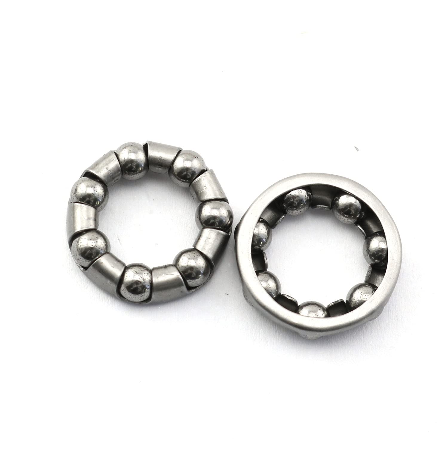 PZRT 2pcs Stainless Steel Bicycle Ball Bearings Bike Ball Crank Bearing 5/21" x 7 Balls Bike Axle Wheel Ball Frame Bearing Headset Caged Retainer Replacement