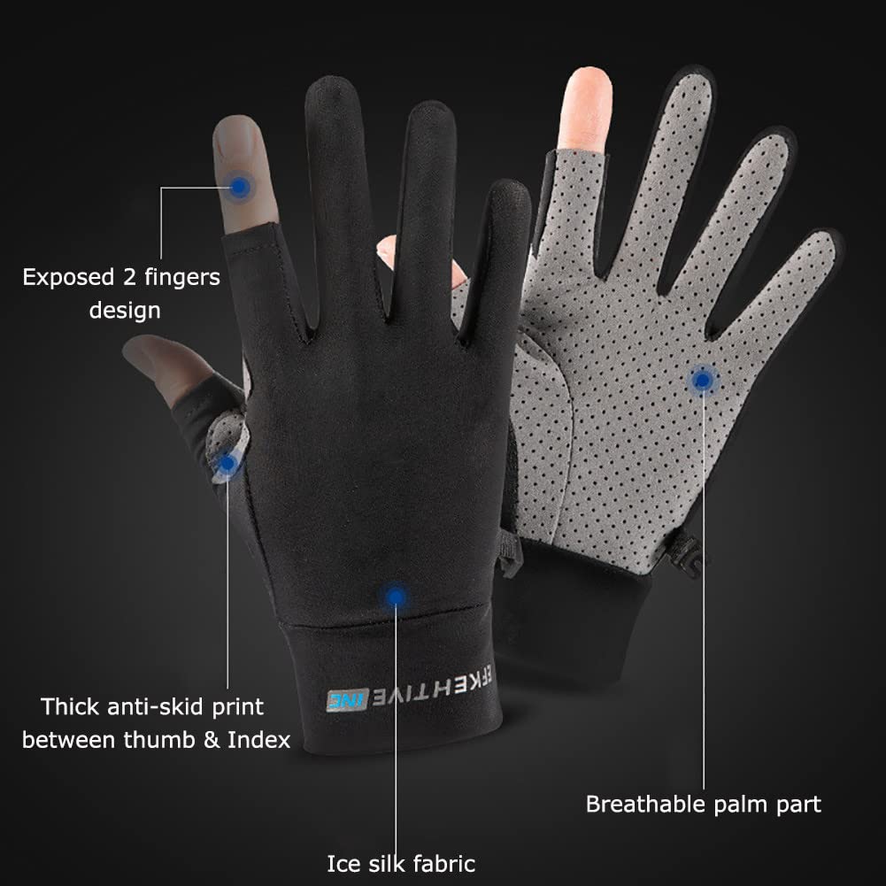 Driving Gloves for Men Women UPF 50+ UV Protection Thin Ice Silk Mesh Sport Gloves Quick-Dry Cooling Summer Outdoor Gloves Anti-Slip Elastic Cycling Gloves Unisex for Golf Hiking Driving Running