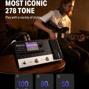 Donner Arena 2000 Guitar Multi-Effects Pedal with 278 Effects, 100 IRs, Looper, Drum Machine, Amp Modeling, XLR and MIDI Support