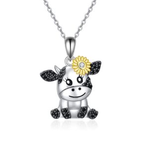 hukkun cow necklace 925 sterling silver cow jewelry cow gift for women birthday gift for daughter/granddaughter