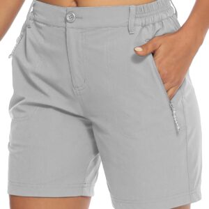 TBMPOY Womens 6" Hiking Cargo Shorts Quick Dry with Pockets Lightweight Work Golf Short Outdoor Active Summer for Women Light Grey XS