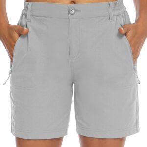 TBMPOY Womens 6" Hiking Cargo Shorts Quick Dry with Pockets Lightweight Work Golf Short Outdoor Active Summer for Women Light Grey XS