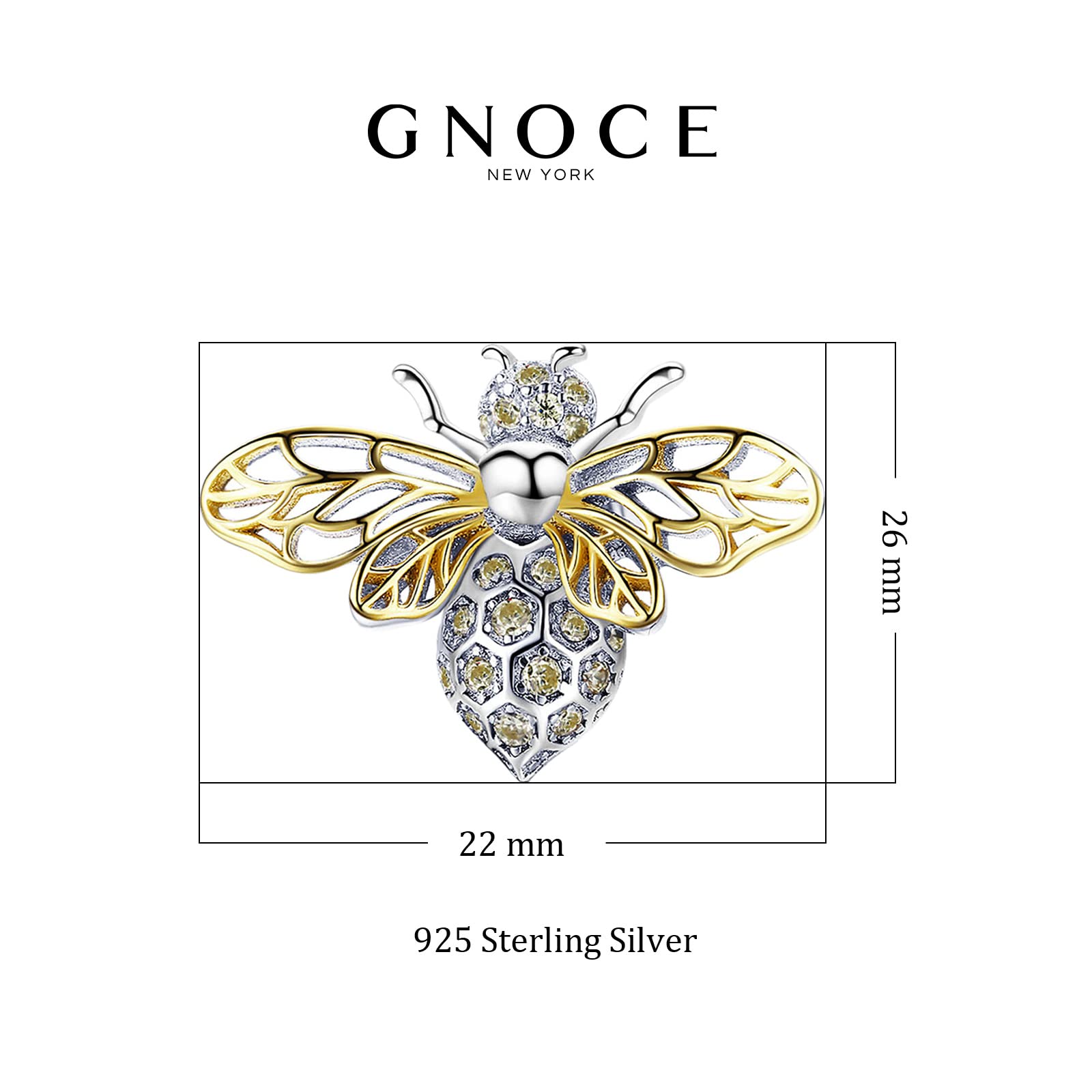 GNOCE Eternal Starfish Honey bee Stopper for Charm Bracelets 925 Sterling Silver Animal Stopper Fit Bracelet/Necklace For Women Mother's Day Gift (bee)