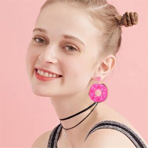 ONLYJUMP Handmade Imitate Acrylic Food Dangle Earrings Unique Colorful Sweetheart Funny Earrings Cute Ice Cream Cake Hamburger Earrings for Women Statement Jewellery Gifts (Doughnut)