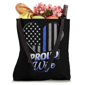 Thin Blue Line Flag Proud Wife Shirt Proud Police Wife Tote Bag