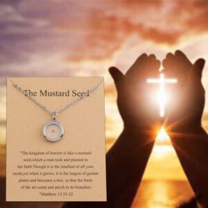 WSNANG Mustard Seed of Faith Cards Mustard Seed Necklace Religious Inspirational Mustard Seed Jewelry for Women (The kingdom card)