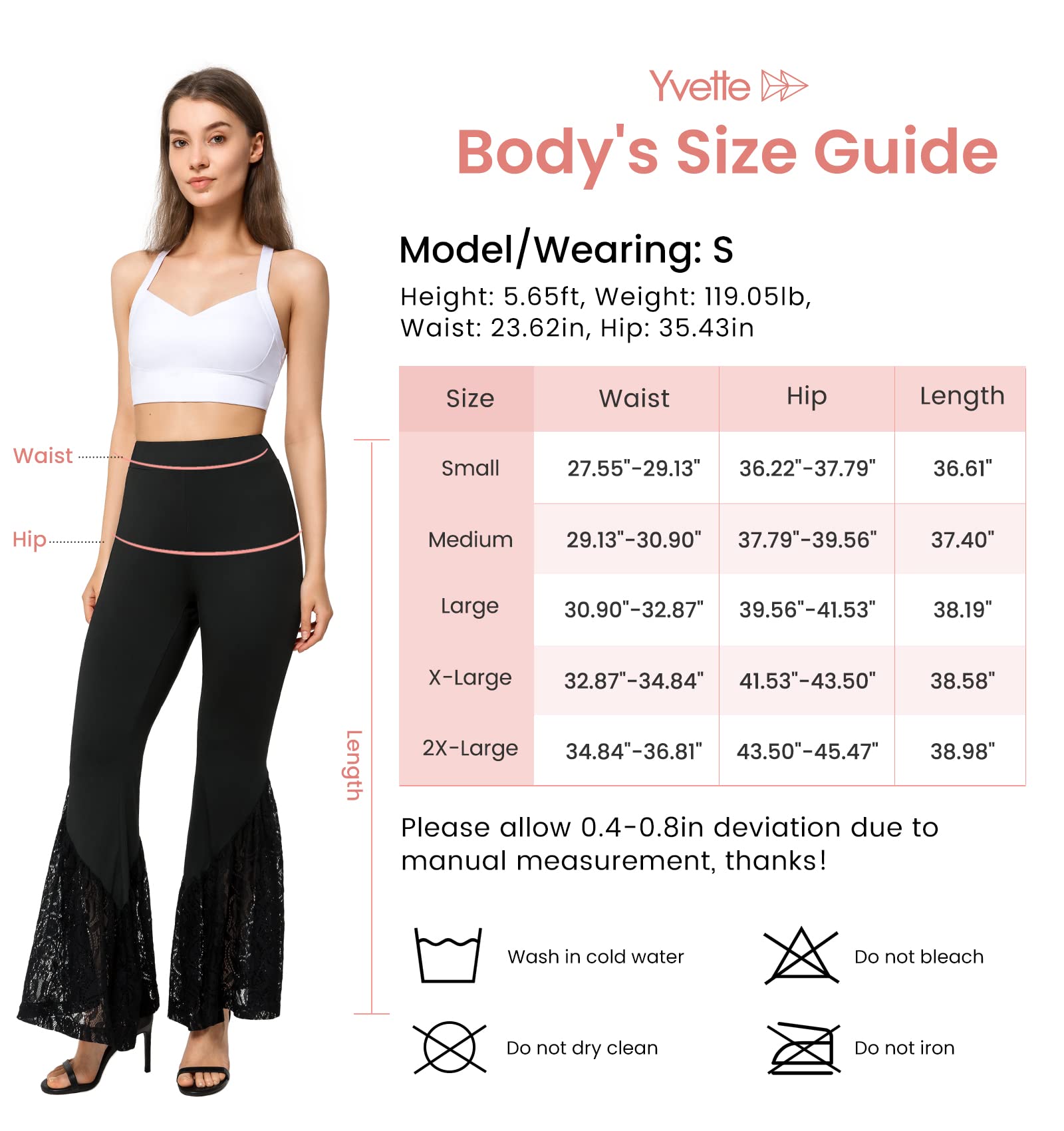 Yvette Bell Bottom Pants for Women Flare Leggings High Waist Wide Leg Bootcut Yoga Pants Tummy Control Dancing