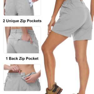 TBMPOY Womens 6" Hiking Cargo Shorts Quick Dry with Pockets Lightweight Work Golf Short Outdoor Active Summer for Women Light Grey XS