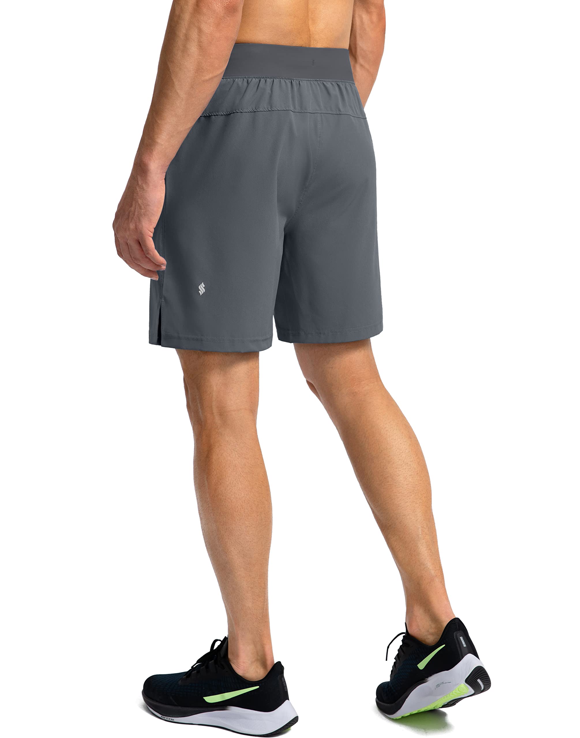 Men's Running Shorts with Zipper Pockets 7 Inch Lightweight Quick Dry Gym Athletic Workout Shorts for Men (Grey, M)