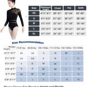 Daydance Black Women Ballet Leotards Long Sleeve Dance Clothes