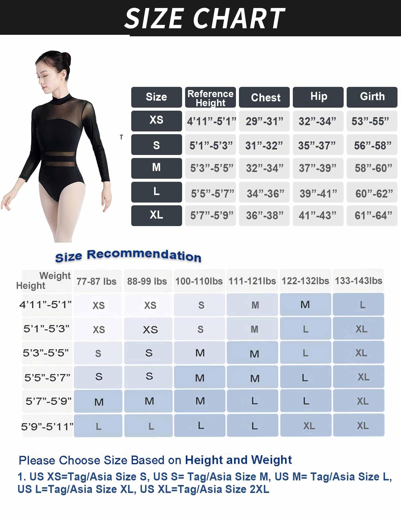 Daydance Black Women Ballet Leotards Long Sleeve Dance Clothes