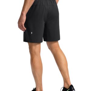 Men's Running Shorts with Zipper Pockets 7 Inch Lightweight Quick Dry Gym Athletic Workout Shorts for Men (Black, M)