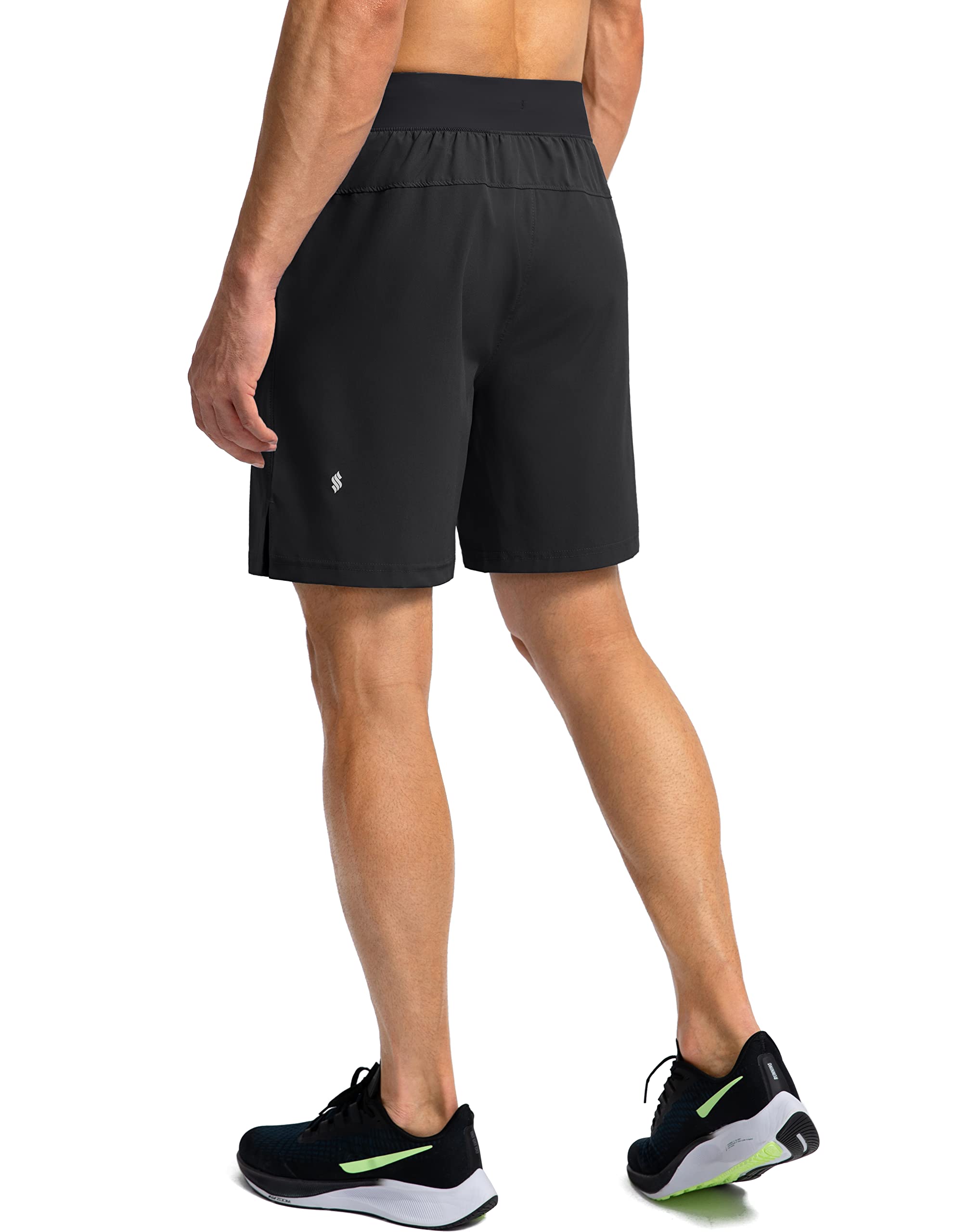 Men's Running Shorts with Zipper Pockets 7 Inch Lightweight Quick Dry Gym Athletic Workout Shorts for Men (Black, M)