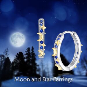 Star Hoop Earrings Moon and Star Earrings for Women Silver Hoop Earrings Jewelry Gifts for Women