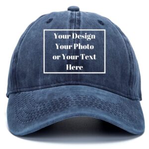 ZMvise Custom Your Picture Text Logo Unisex Vintage Washed Personalized Plain Adjustable Denim Hat Baseball Cap