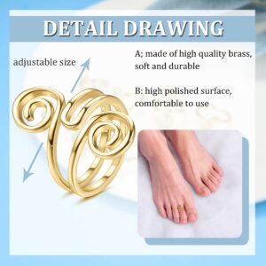 FIBO STEEL 9 Pcs Adjustable Toe Rings for Women Open African Toe Rings Summer Beach Foot Jewelry Gold-Tone