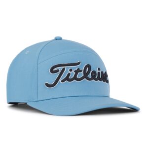 titleist diego semi curved bill split panel snapback golf cap with perforated side panels, stylish design, and odor control, niagara/black