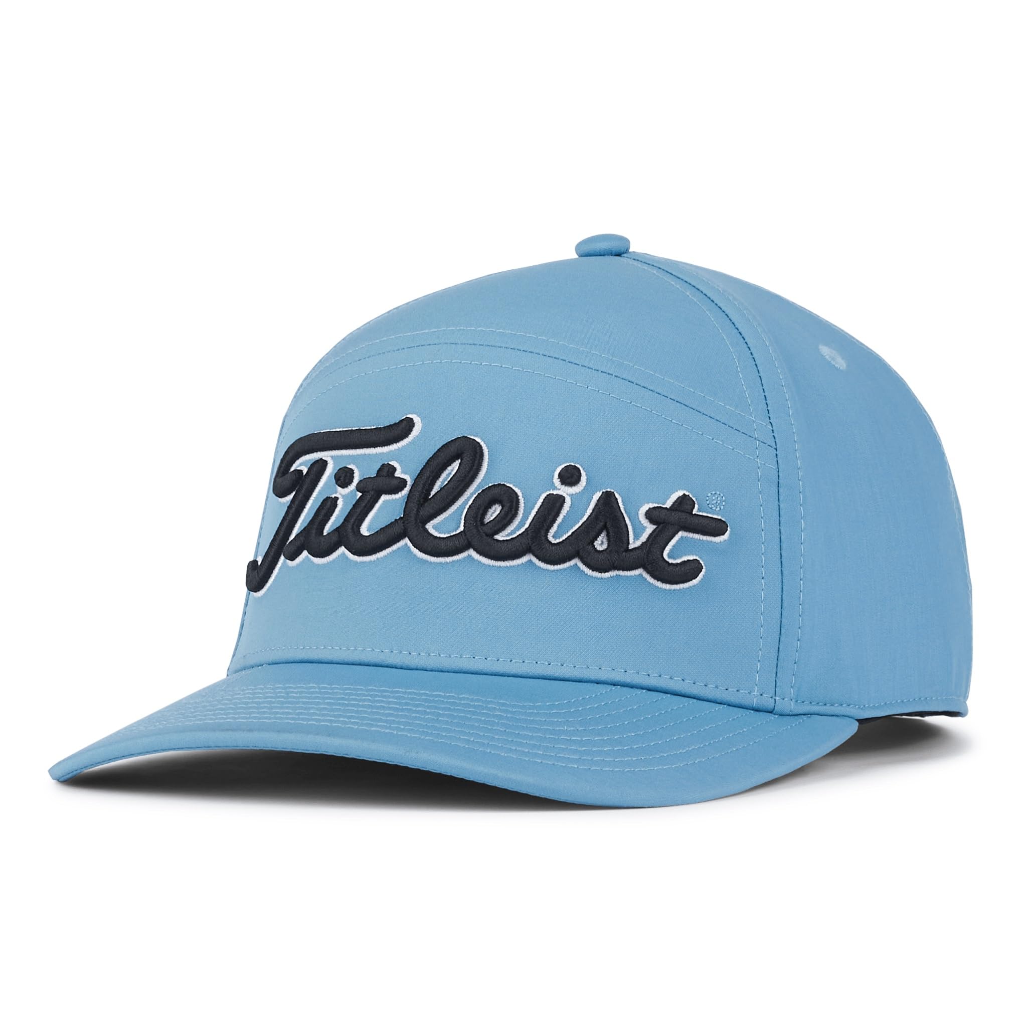 Titleist Diego Semi Curved Bill Split Panel Snapback Golf Cap with Perforated Side Panels, Stylish Design, and Odor Control, Niagara/Black