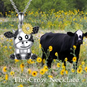 HUKKUN Cow Necklace 925 Sterling Silver Cow Jewelry Cow Gift for Women Birthday Gift for Daughter/Granddaughter