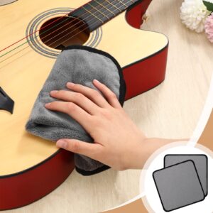 3 Pack Plush Microfiber Guitar Cloth Soft Cleaning Polishing Cloth Microfiber Towels for Guitar Bass Violin Piano Cleaning Instrument Accessories, 12 x 12 Inches, Gray