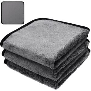 3 pack plush microfiber guitar cloth soft cleaning polishing cloth microfiber towels for guitar bass violin piano cleaning instrument accessories, 12 x 12 inches, gray