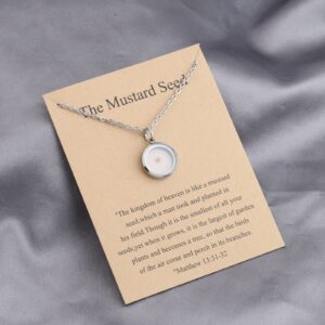 WSNANG Mustard Seed of Faith Cards Mustard Seed Necklace Religious Inspirational Mustard Seed Jewelry for Women (The kingdom card)