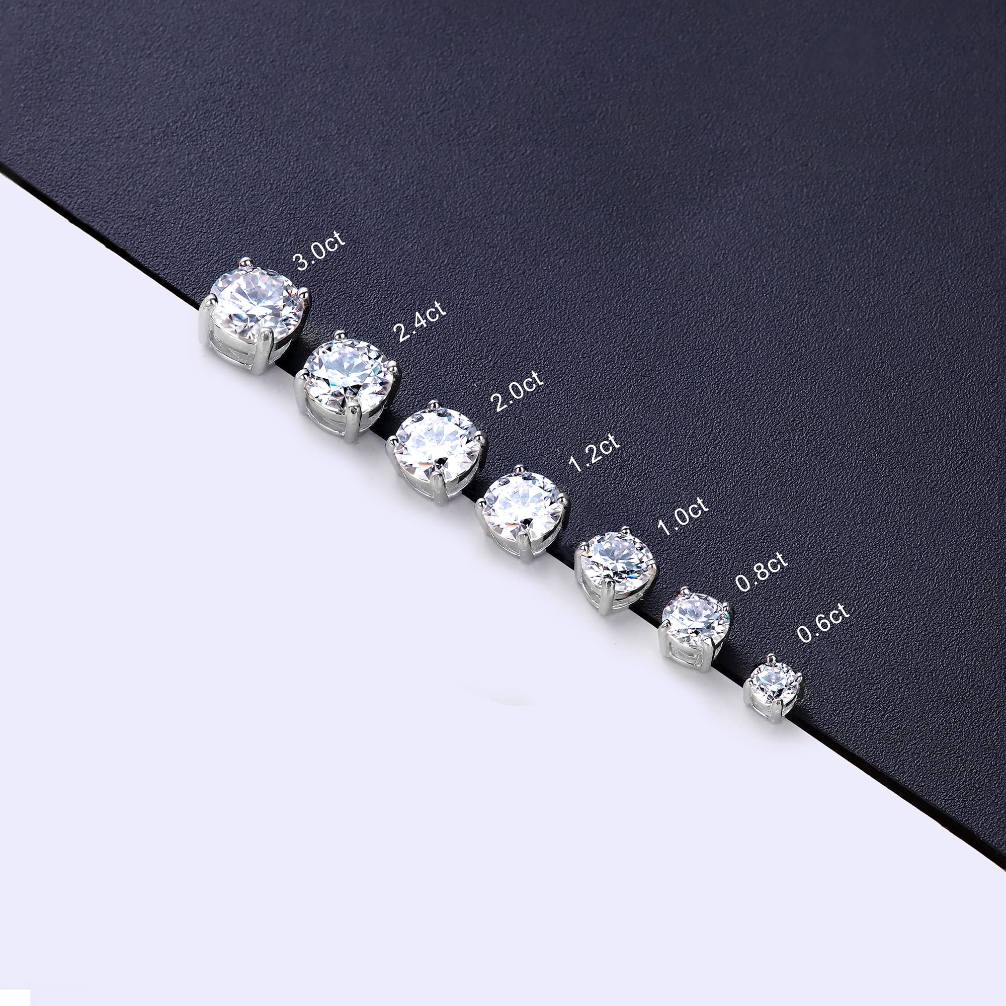 Moissanite Stud Earrings, Lab Created Diamond 18K White Gold Plated 925 Sterling Silver Earring Hypoallergenic Earrings for Women Men Brilliant Round Cut 12ct