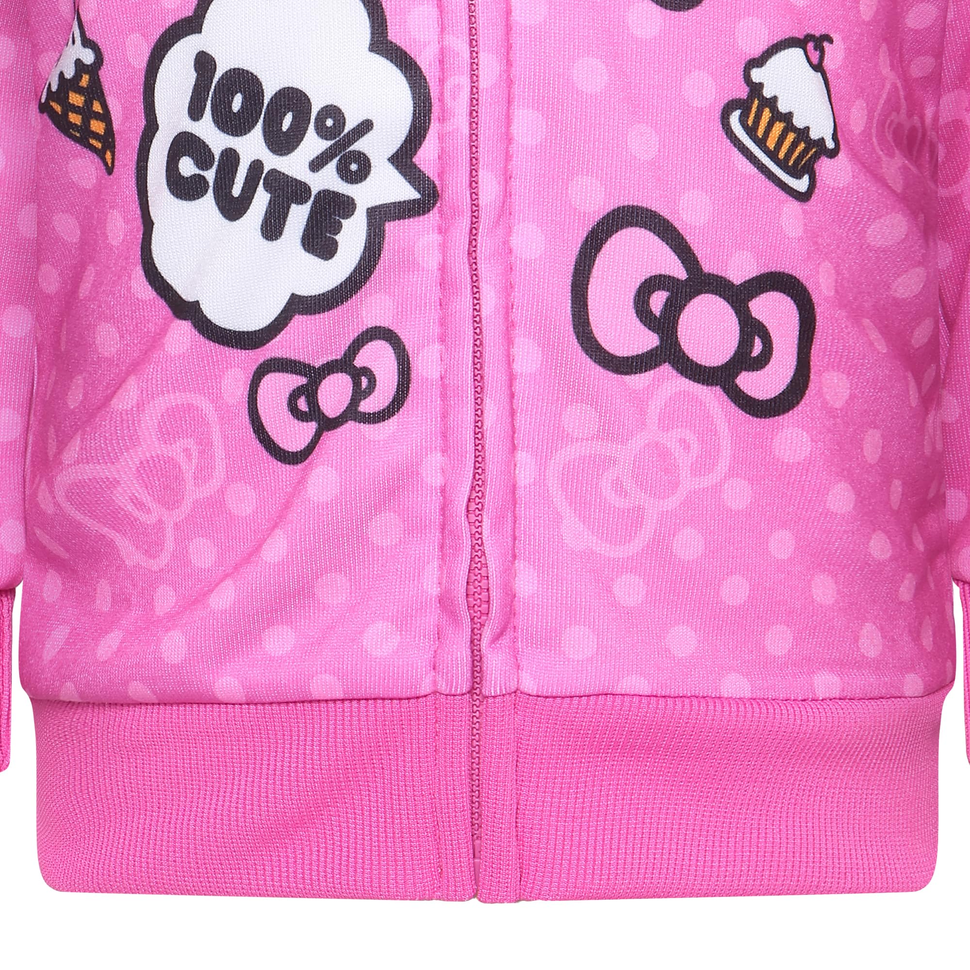 Hello Kitty Girls Zip Up Hooded Sweatshirt for Infant, Toddler and Little Kids Hot Pink