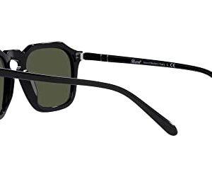 Persol PO3292S Square Sunglasses, Black/Green, 50 mm