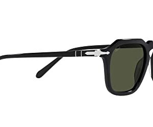 Persol PO3292S Square Sunglasses, Black/Green, 50 mm