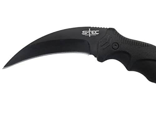 S-TEC 8" Fixed Blade Hunting Knife with ABS Plastic Sheath (Black)