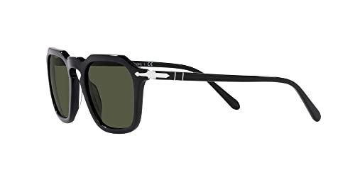 Persol PO3292S Square Sunglasses, Black/Green, 50 mm