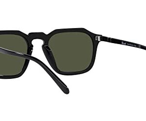 Persol PO3292S Square Sunglasses, Black/Green, 50 mm