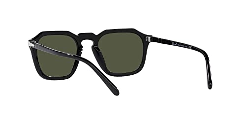 Persol PO3292S Square Sunglasses, Black/Green, 50 mm