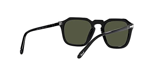 Persol PO3292S Square Sunglasses, Black/Green, 50 mm