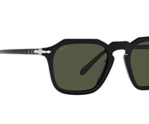 Persol PO3292S Square Sunglasses, Black/Green, 50 mm