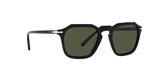 Persol PO3292S Square Sunglasses, Black/Green, 50 mm