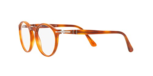 Persol PO3285V Round Prescription Eyewear Frames, Terra Di Siena/Demo Lens, 50 mm