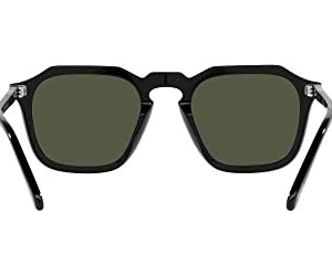 Persol PO3292S Square Sunglasses, Black/Green, 50 mm