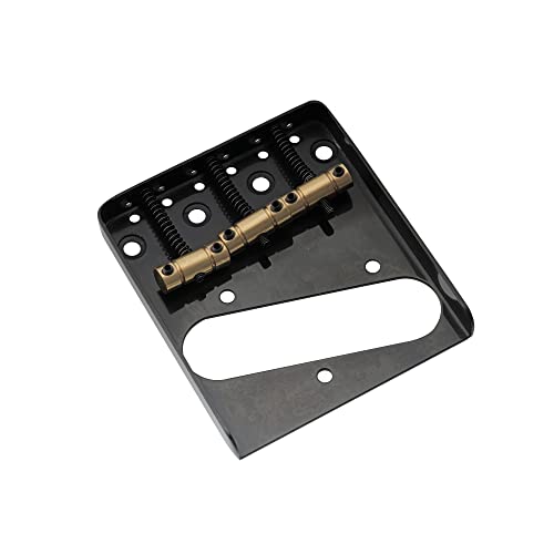 Musiclily Pro 54mm Vintage Telecaster Bridge with Barrel Brass 3-Saddle for Squier and Import Tele Style Electric Guitar, Black